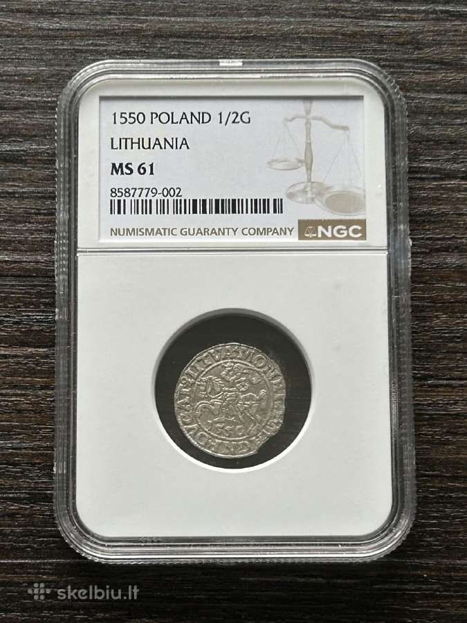 Lietuva pusgrasis (1/2 Grosz) 1550 Ngc Ms61