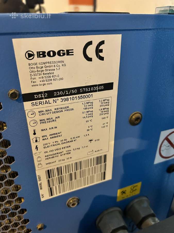 Boge C10 Ldr 11bar 350l oro kompresorius - nuotraukos Nr. 8