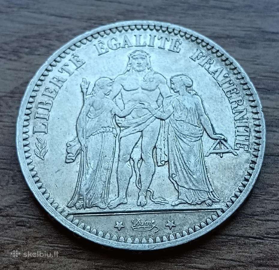 Prancūzijos 5 frankų sidabrinė moneta 1873 m. - nuotraukos Nr. 2