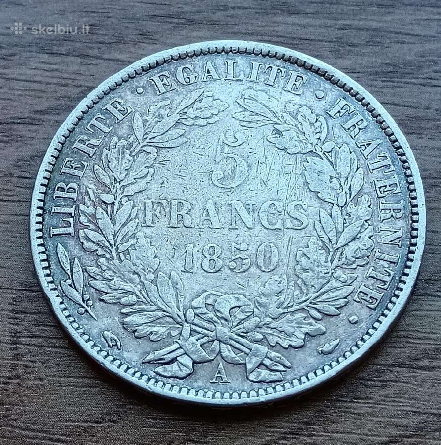 Prancūzija, 5 frankai, 1850 m.