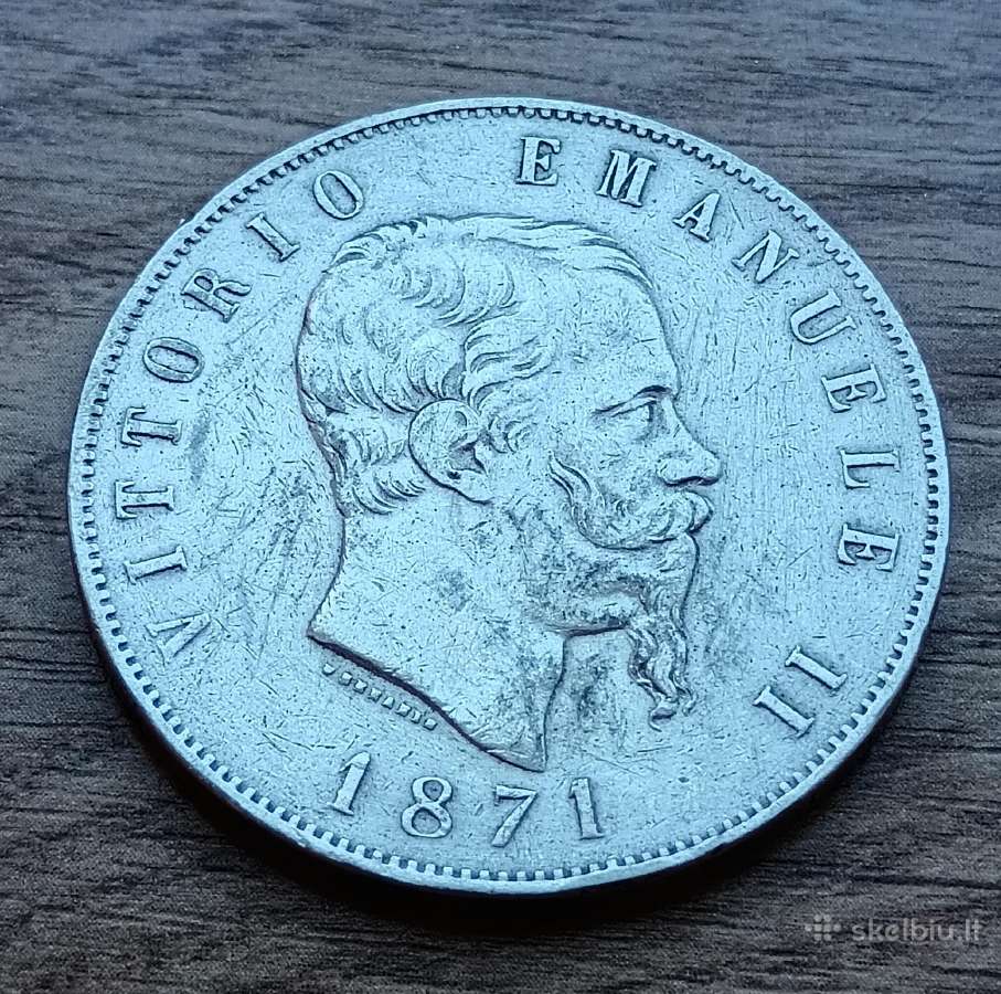 1871 metų Italijos Karalystės 5 liros - nuotraukos Nr. 2