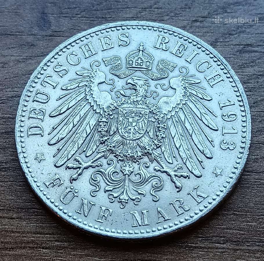 Bavarijos karaliaus Oto I 5 markės 1913 m. D