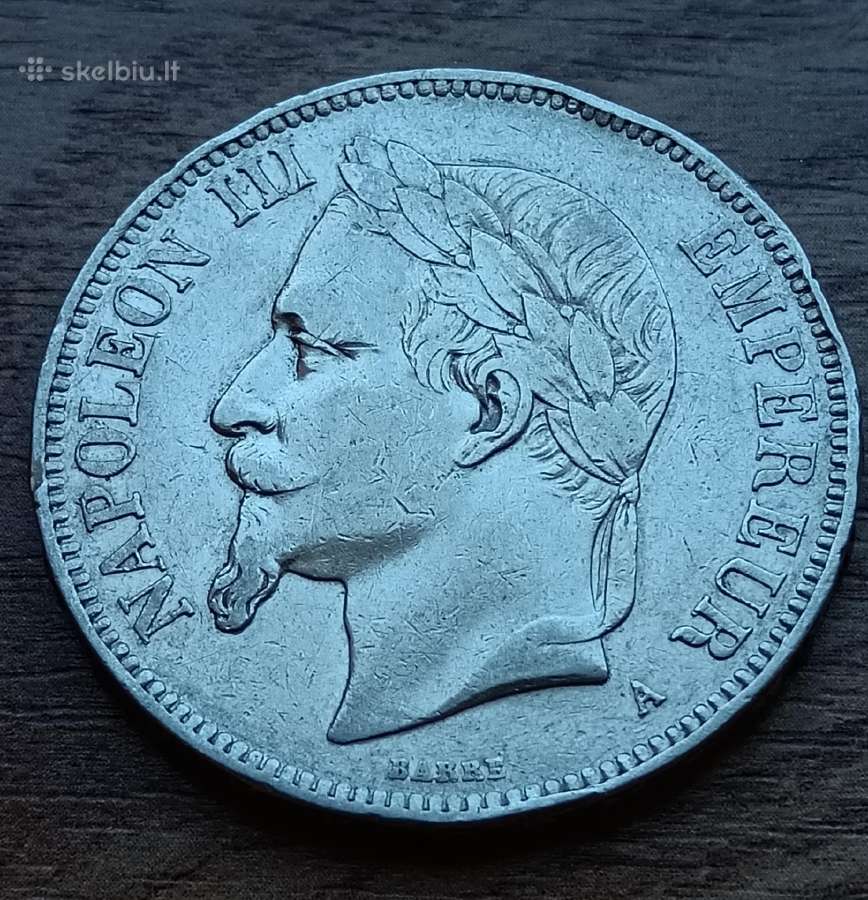 Prancūzijos 5 frankai 1870 m., Napoleonas III - nuotraukos Nr. 2