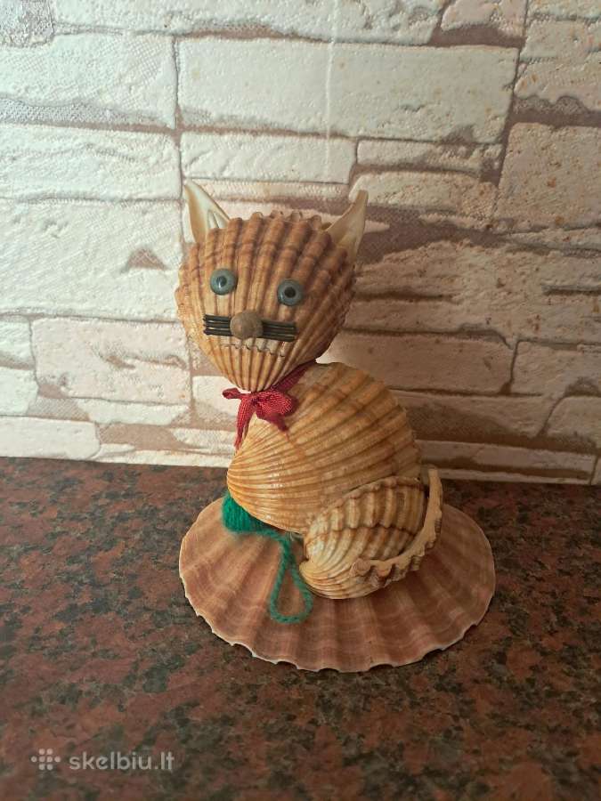 Katinėlis iš kriauklių siuvenyras