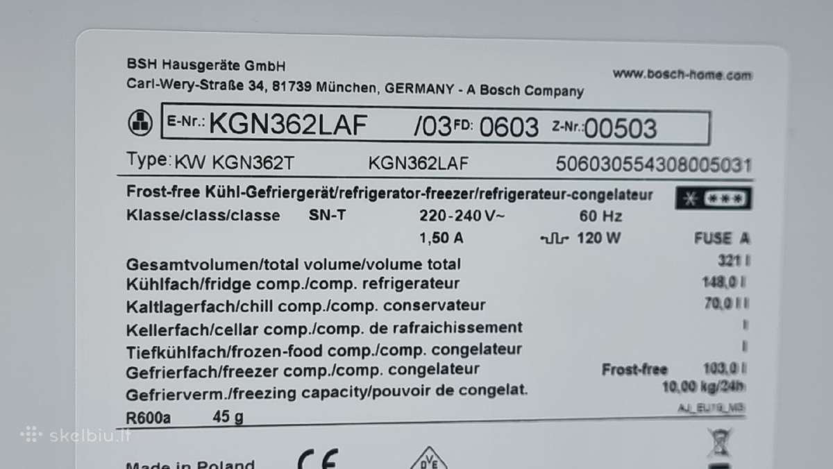 Naujas Bosch Kgn362laf + Garantija - nuotraukos Nr. 17