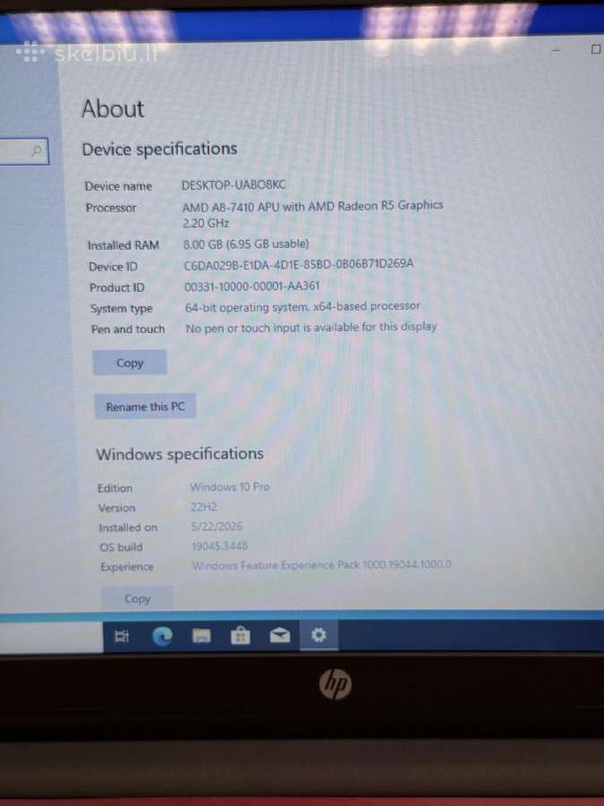 Hp laptop 8gb RAM / 120gb SSD - nuotraukos Nr. 6