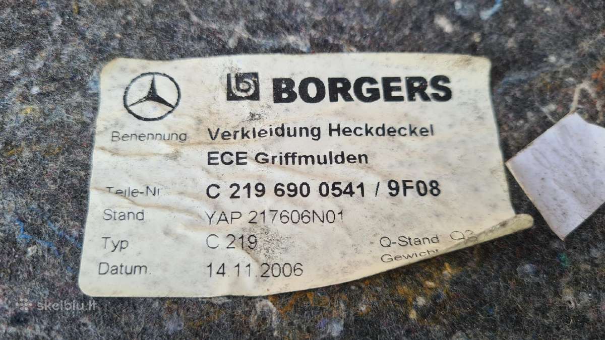 Mercedes W219 Cls bagažinės dalis - nuotraukos Nr. 7