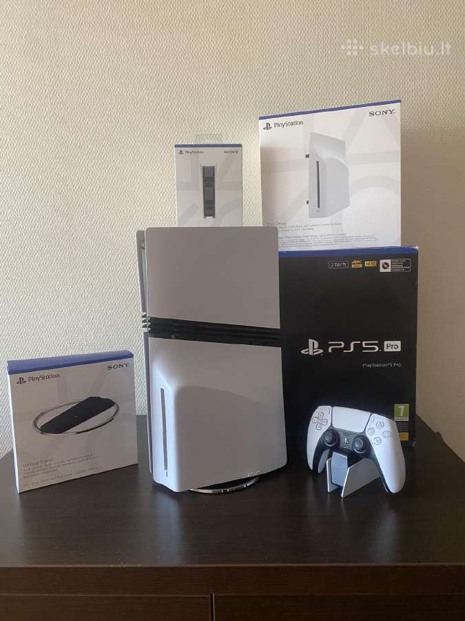 Ps5 pro + diskasukis, pakrovimo stotelė ,stovas