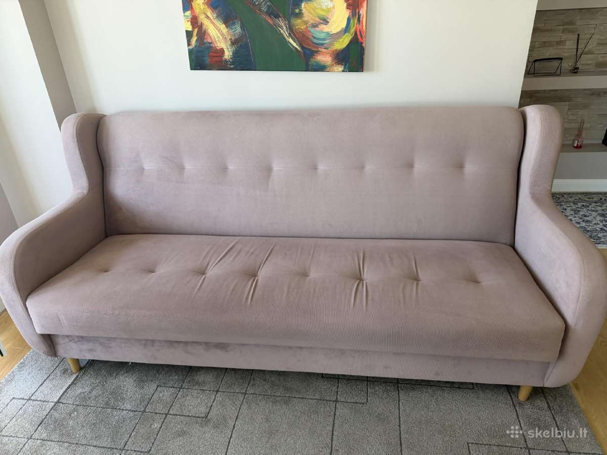 „Dizaineriška veliūrinė sofa-lova Glamour (rožinė/