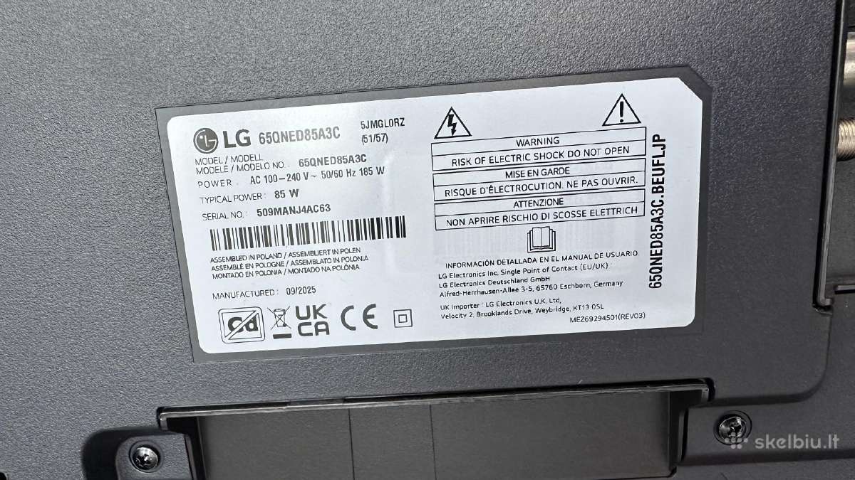 LG 65qned85a3c Miniled 2025/09 - nuotraukos Nr. 3