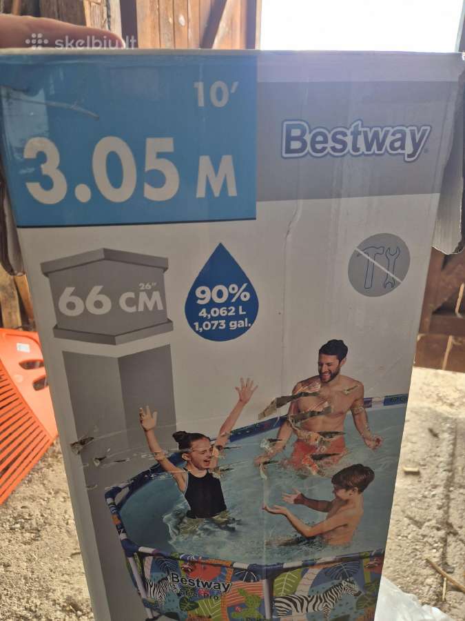 Karkasinis baseinas 3.05x0.65 ir uždangalas dovanų
