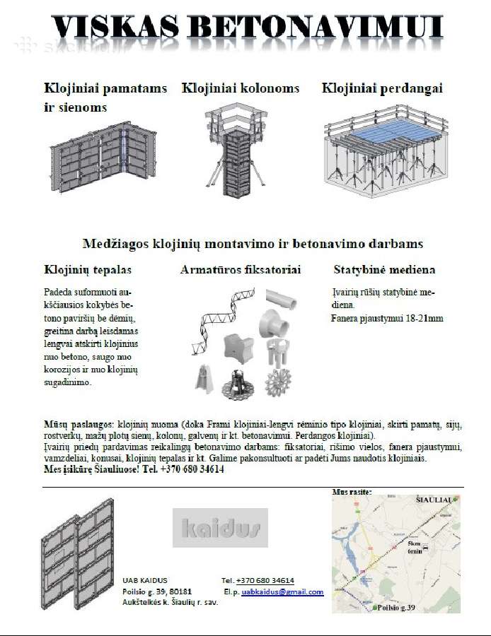 Klojinių Nuoma klojiniai / Pamatams sienoms perdan - nuotraukos Nr. 7