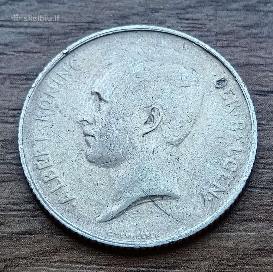 Sidabrinė 1 franko moneta, Belgija 1910 m. - nuotraukos Nr. 2