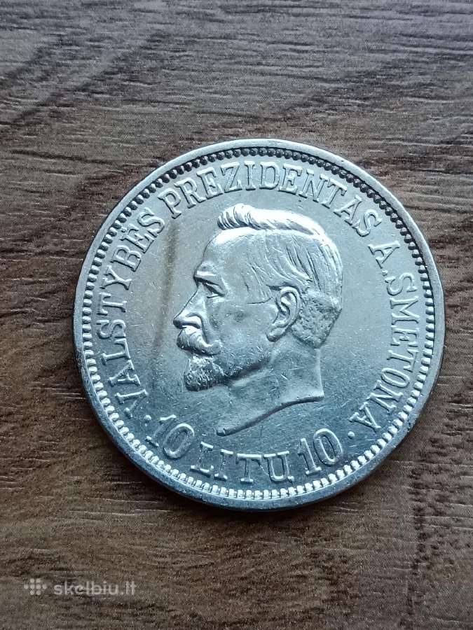 Sidabrinė 10 litų moneta 1938 m., Antanas Smetona