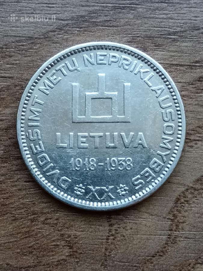 Sidabrinė 10 litų moneta 1938 m., Antanas Smetona - nuotraukos Nr. 2