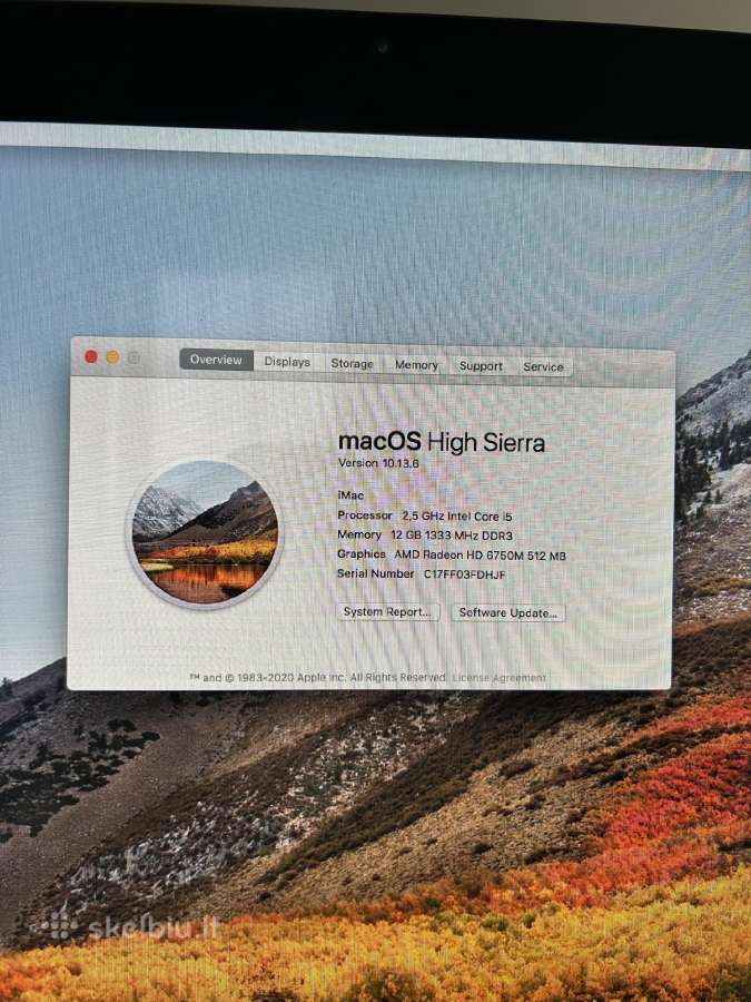 Apple iMac 21.5 i5 12gb RAM 250 GB SSD +pele, klav - nuotraukos Nr. 3