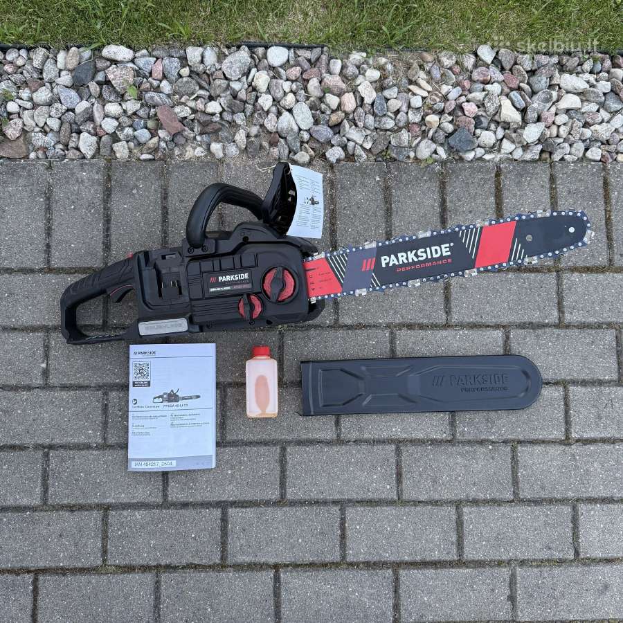 Parkside akumuliatorinis grandininis pjūklas
