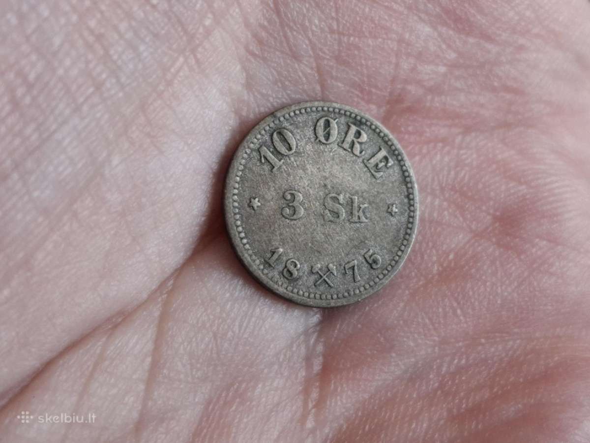 Norvegija 10 erių 1875 sidabras