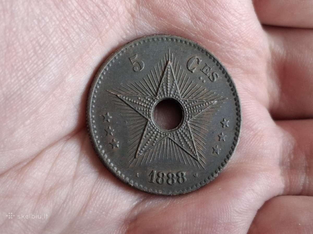 Belgų Kongas 5 sentimai 1888
