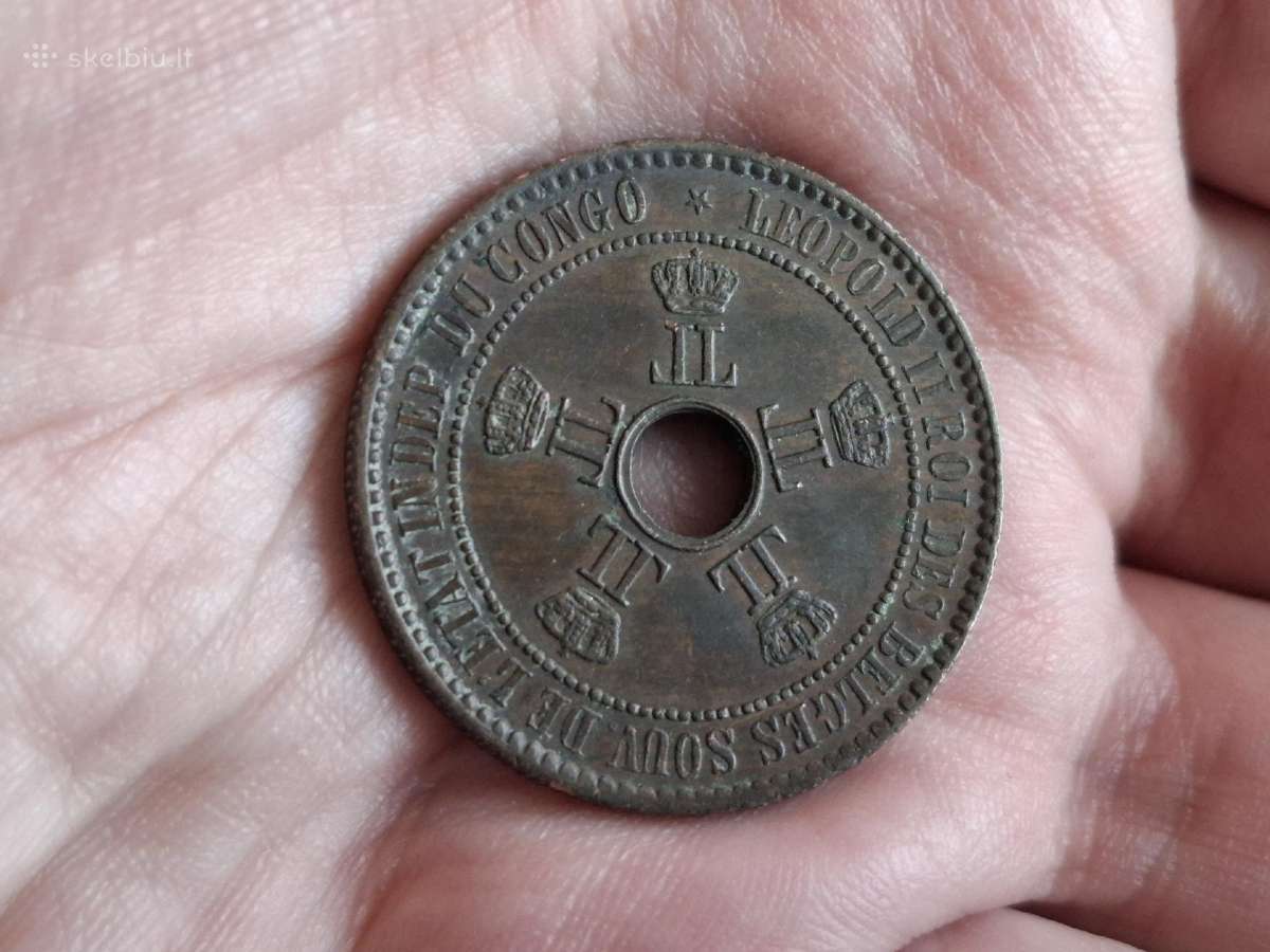 Belgų Kongas 5 sentimai 1888 - nuotraukos Nr. 2