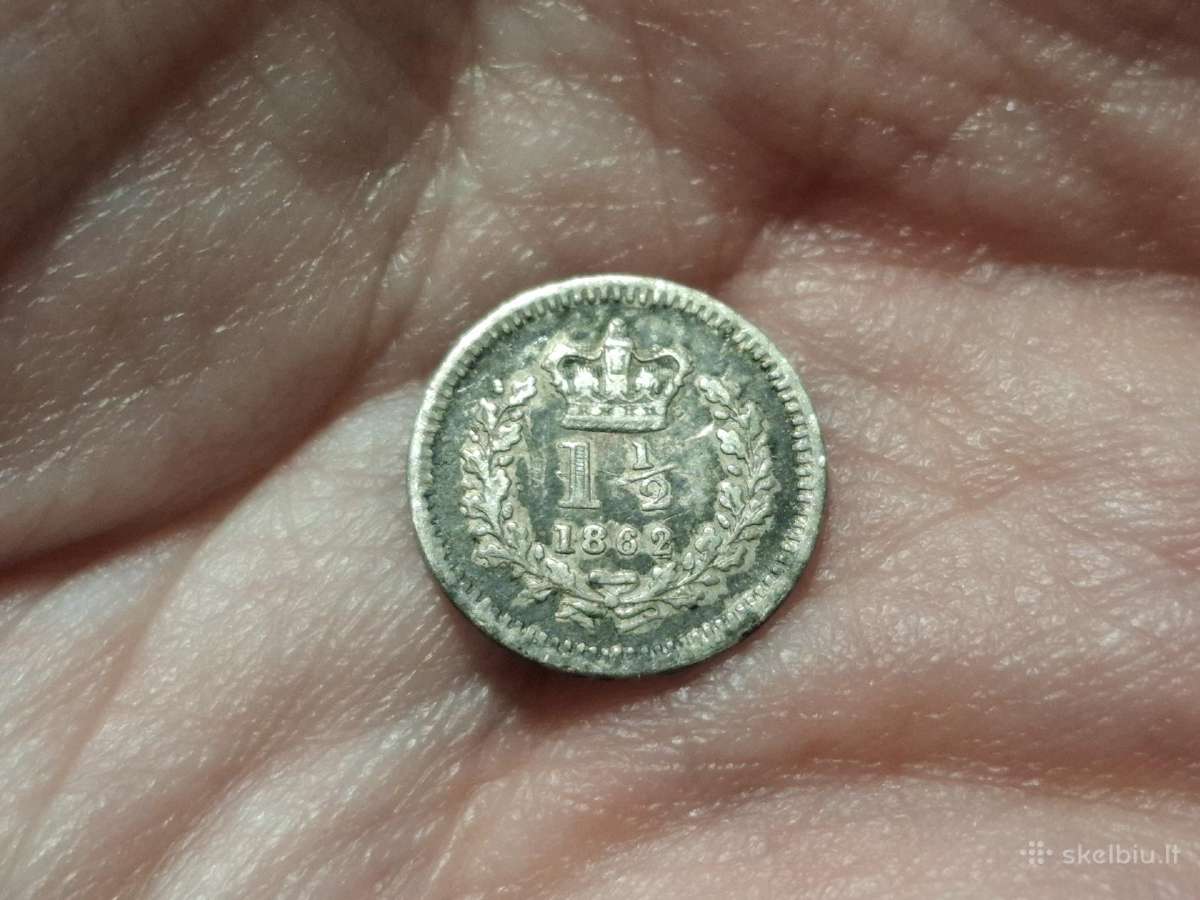 UK 1 1/2 penco 1862. Sidabras.