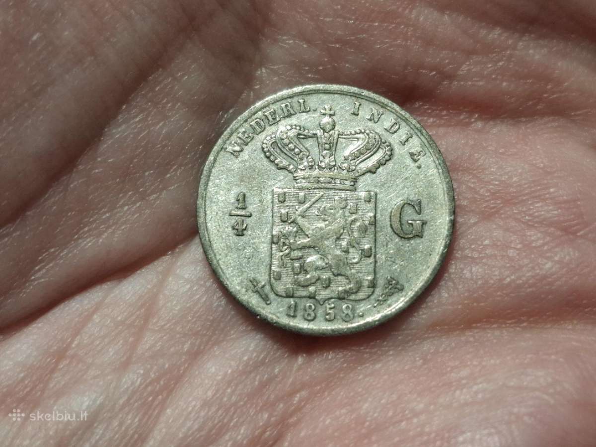 Nyderlandų Indonezija 1/4 guldeno 1858 sidabras
