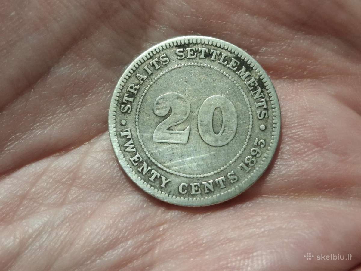 Sąsiaurio gyvenvietės 20 centų 1893 sidabras