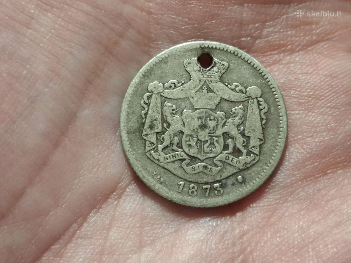 Rumunija 1 lėja 1873 sidabras - nuotraukos Nr. 2