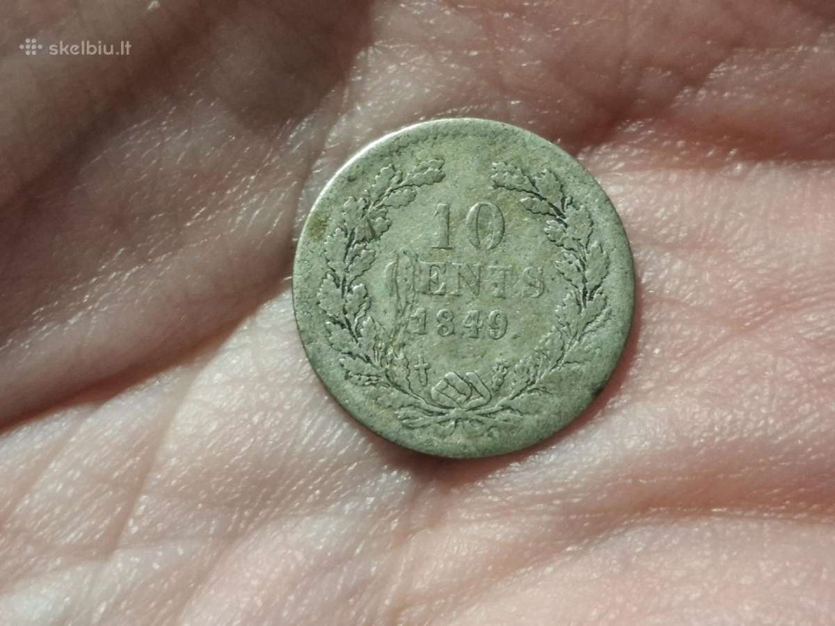 Nyderlandai 10 centų 1849 sidabras