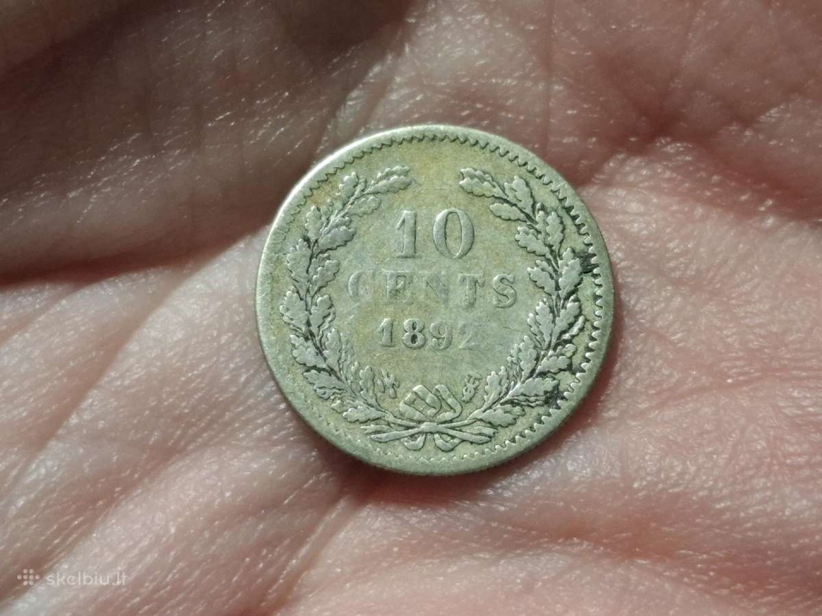 Nyderlandai 10 centų 1892 sidabras