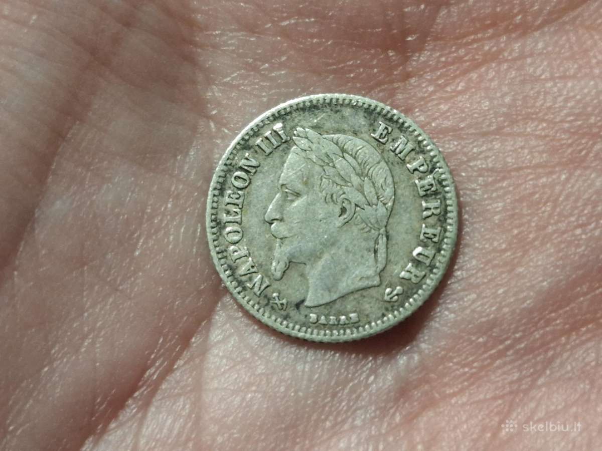 Prancūzija 20 sentimų 1866 sidabras - nuotraukos Nr. 2
