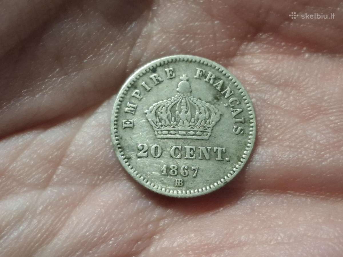 Prancūzija 20 sentimų 1867 sidabras
