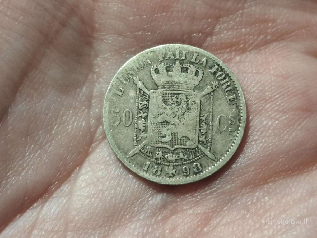 Belgija 50 sentimų 1898 sidabras