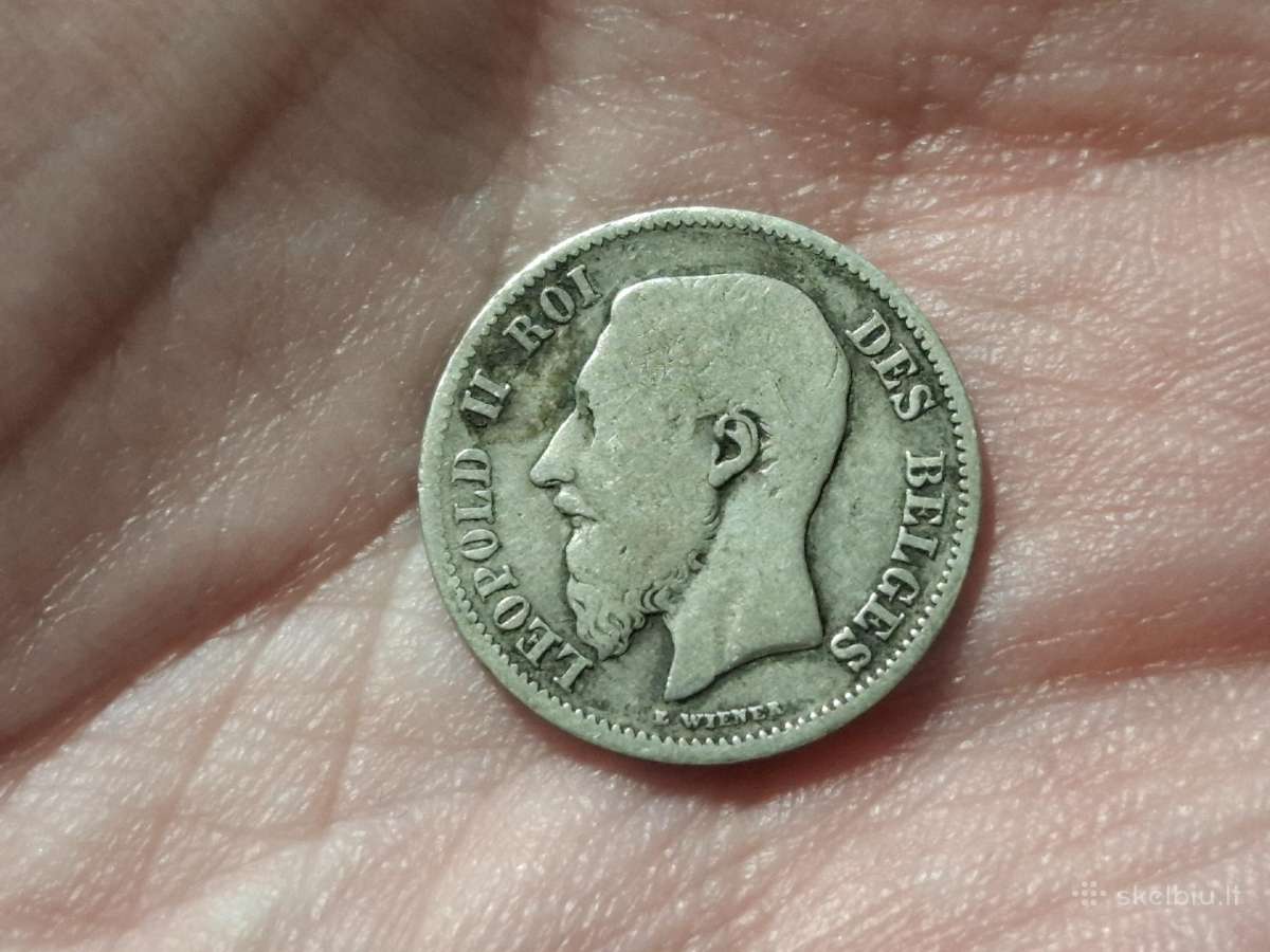 Belgija 50 sentimų 1898 sidabras - nuotraukos Nr. 2