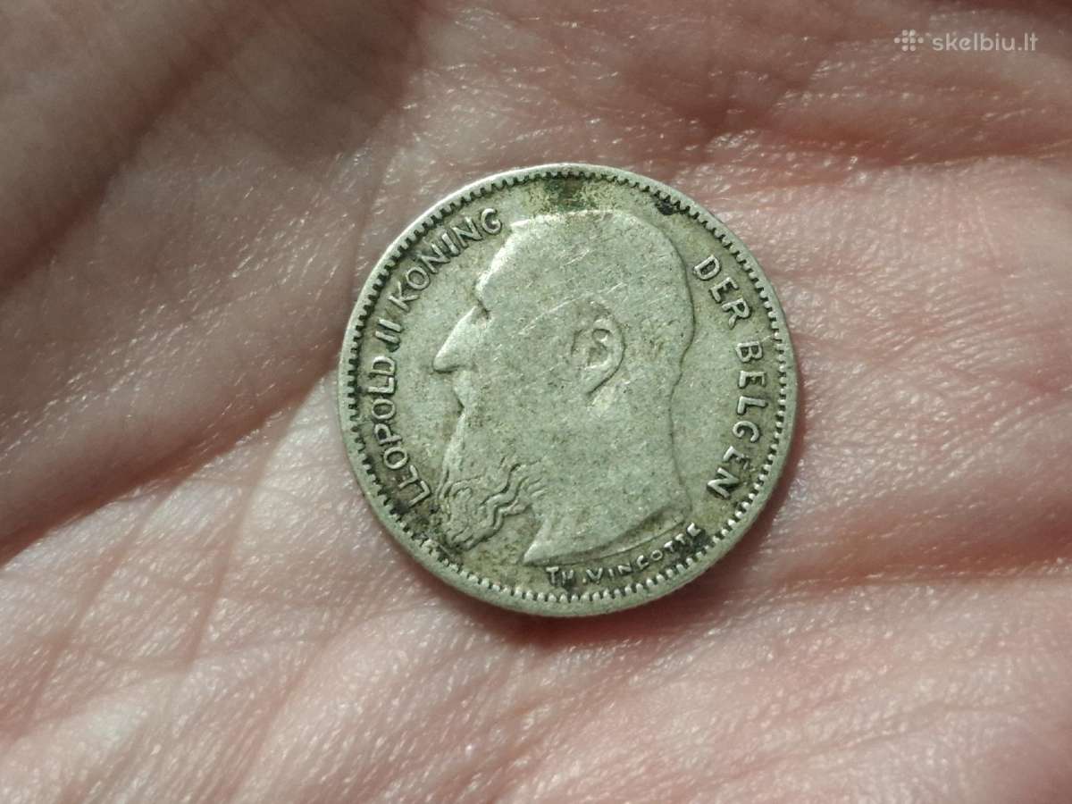 Belgija 50 sentimų 1907 sidabras - nuotraukos Nr. 2