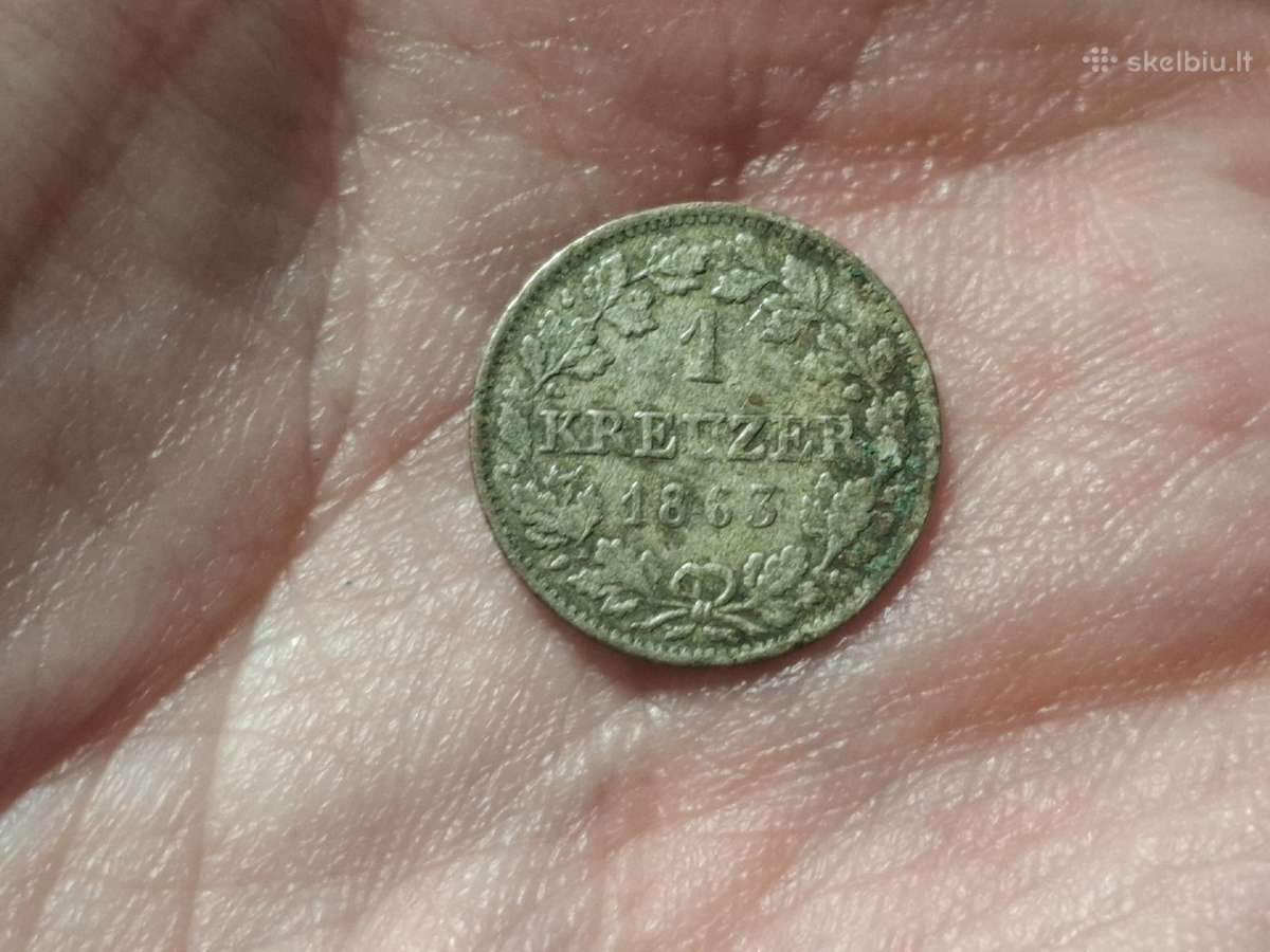 Hessen 1 kreuzer 1863 sidabras