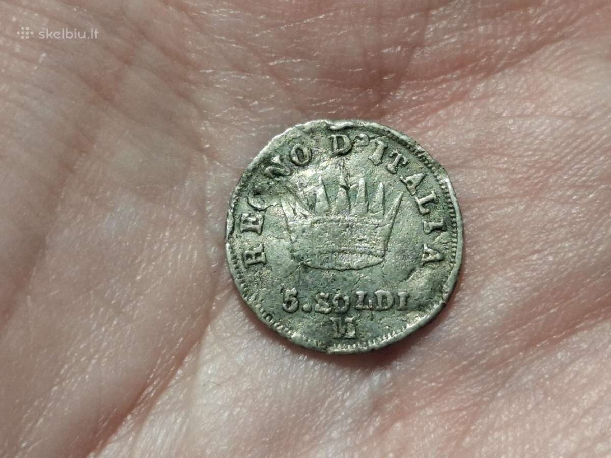 Italija 5 soldi 1814 sidabras