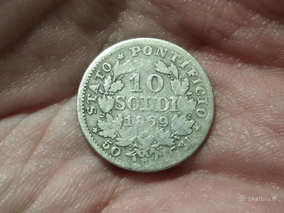 Vatikanas 10 soldi 1869 sidabras