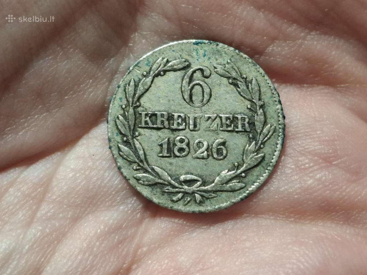 Nassau 6 kreuzer 1826 sidabras