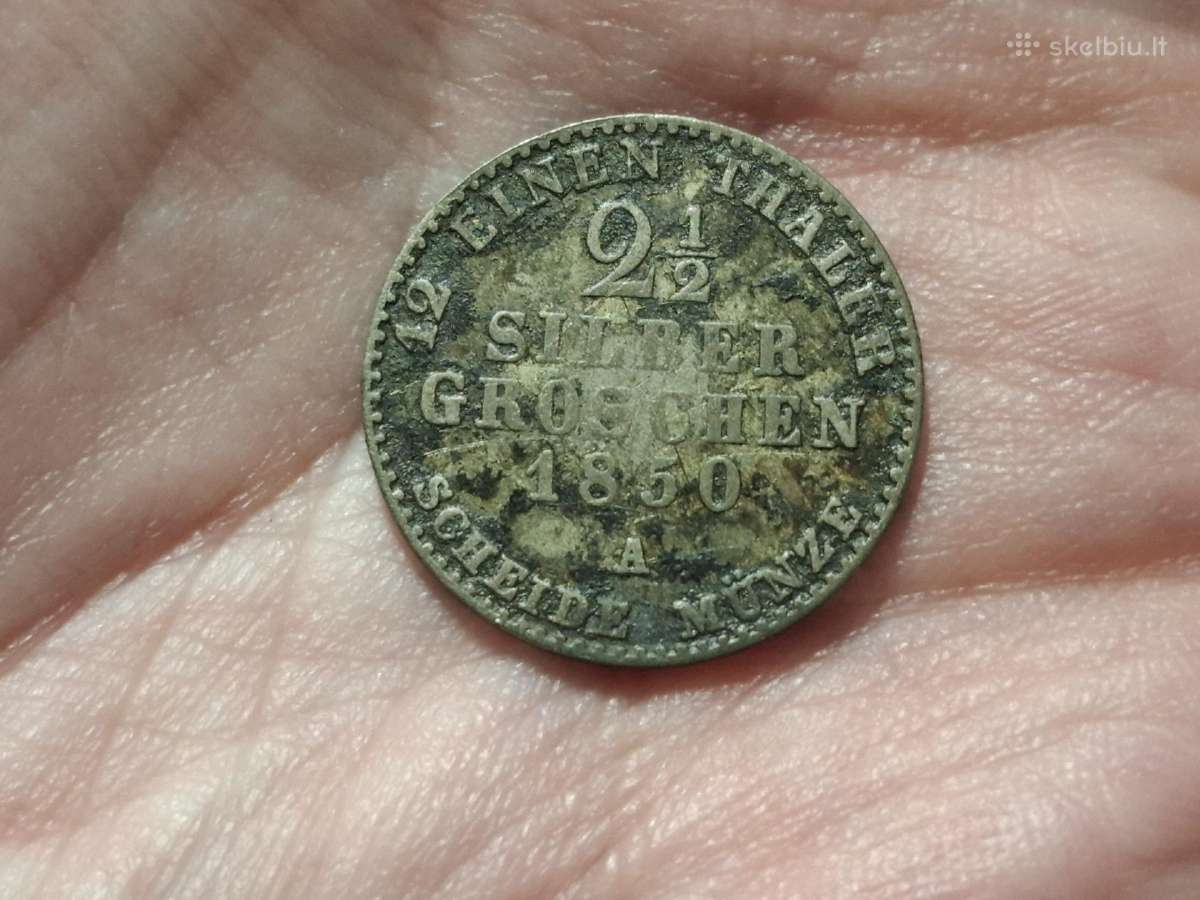 Prūsija 2 1/2 groschen 1850 sidabras