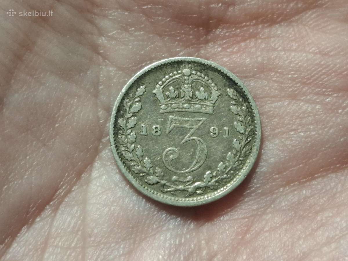 UK 3 pencai 1891 sidabras