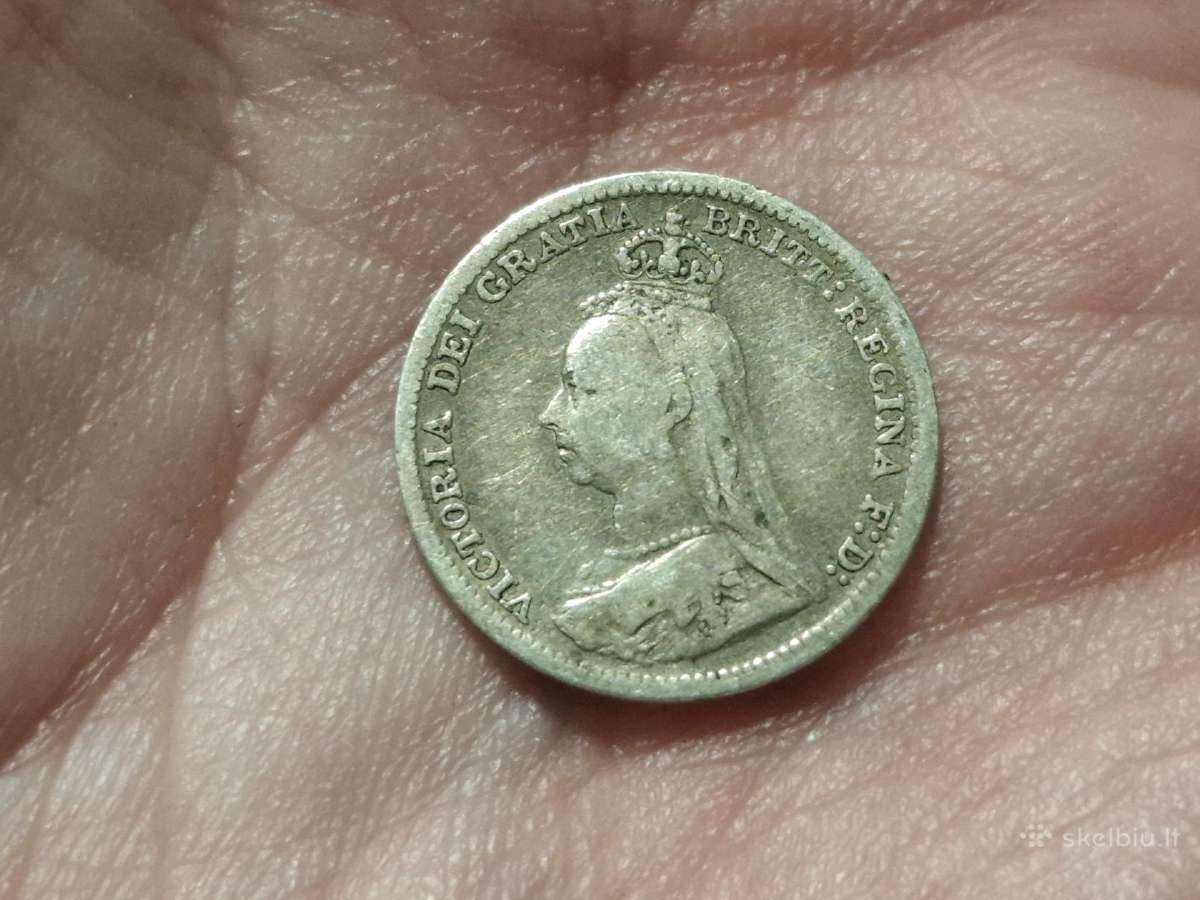 UK 3 pencai 1891 sidabras - nuotraukos Nr. 2