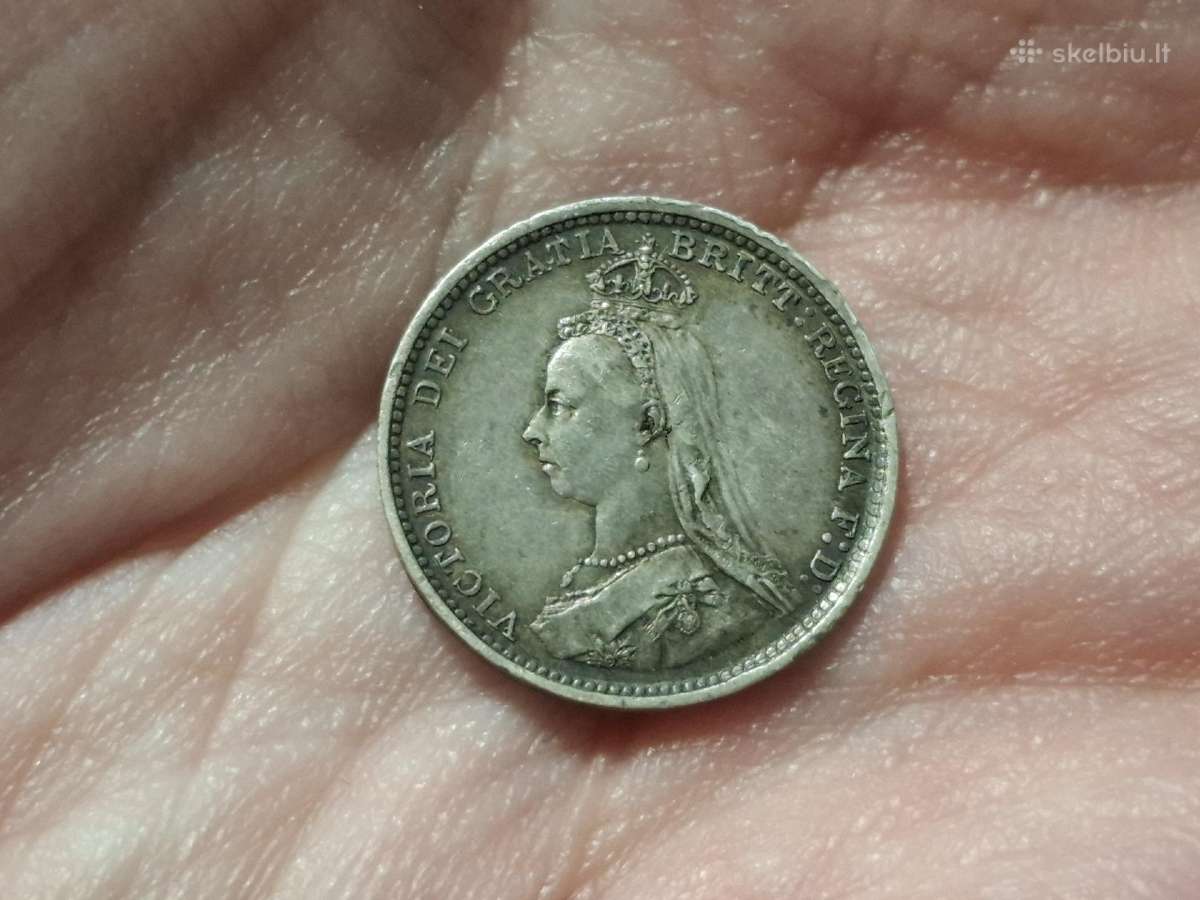 UK 3 pencai 1887 sidabras - nuotraukos Nr. 2