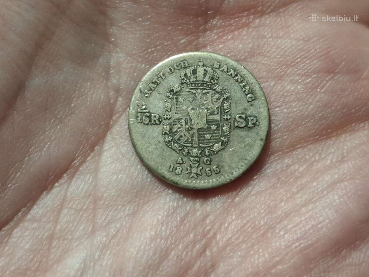 Švedija 1/16 riksdaler 1855 sidabras