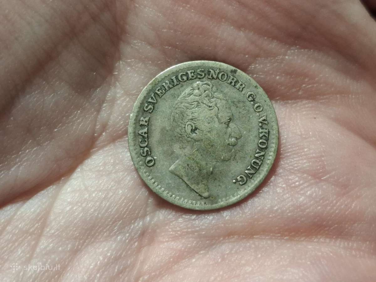 Švedija 1/16 riksdaler 1855 sidabras - nuotraukos Nr. 2