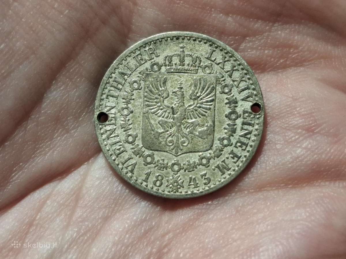 Prūsija 1/6 talerio 1843 sidabras