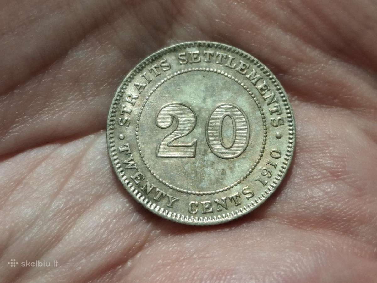 Sąsiaurio gyvenvietės 20 centų 1910 sidabras