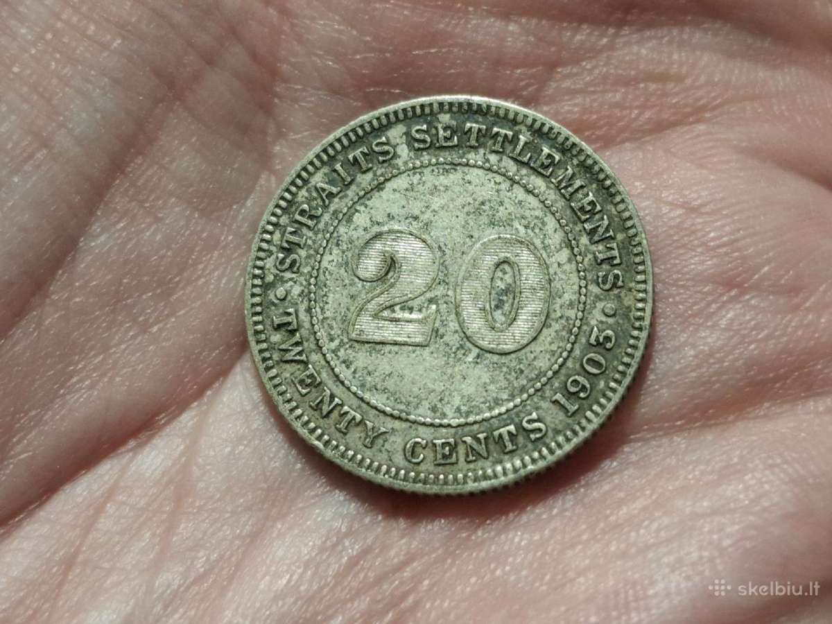 Sąsiaurio gyvenvietės 20 centų 1903 sidabras