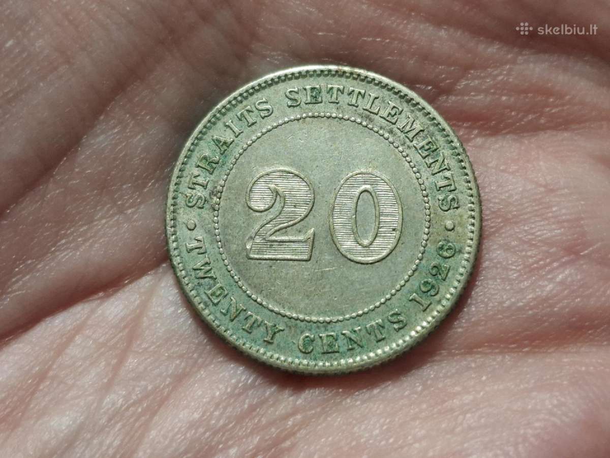 Sąsiaurio gyvenvietės 20 centų 1926 sidabras