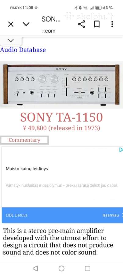 Sony Ta-1150 kolekcinio stovio stiprintuvas - nuotraukos Nr. 2